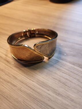 Gold-Tone Floral Engraved Cuff Bracelet